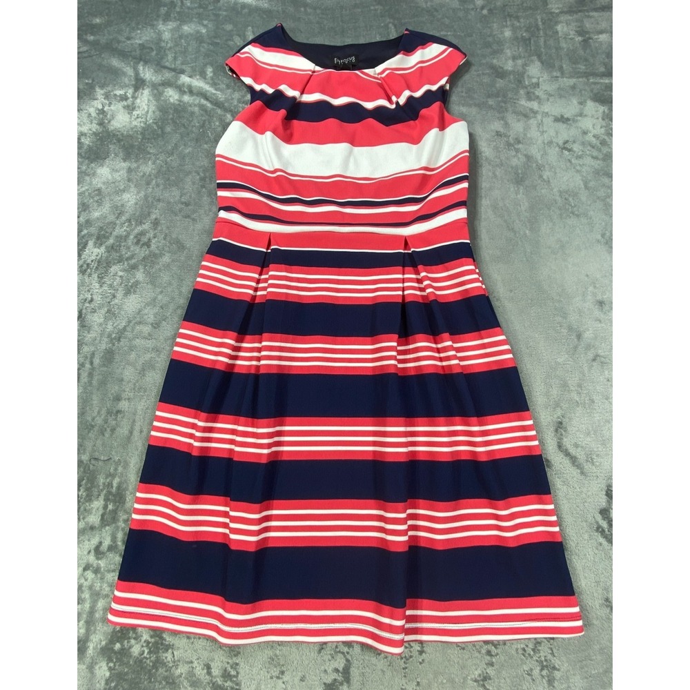 En Focus Dress Womens Size 12 Striped Knee Length Sleeveless Coquette Summer